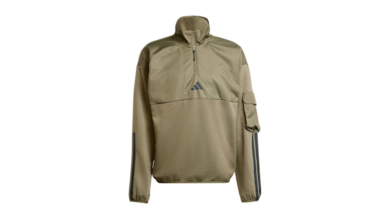 adidas City Tech Utility Half-Zip Sweatshirt Olive Strata