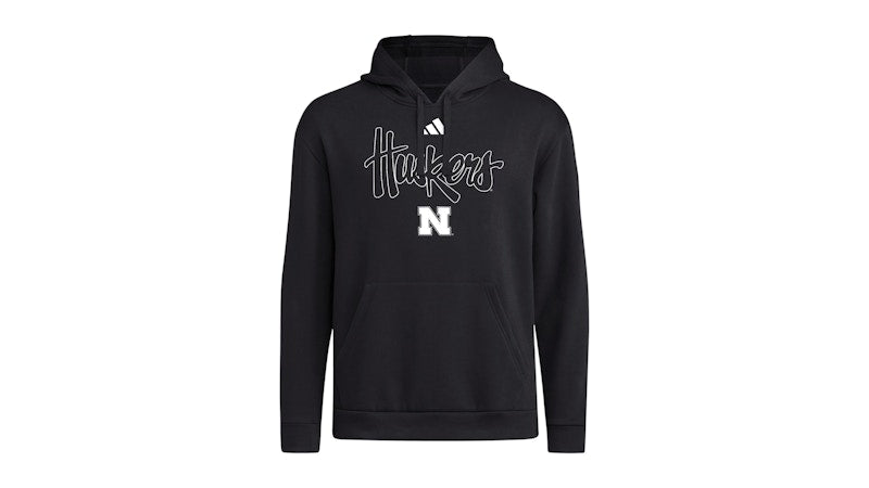 adidas Cornhuskers Fleece Hoodie Black Black Ncaa-Neb-7n1