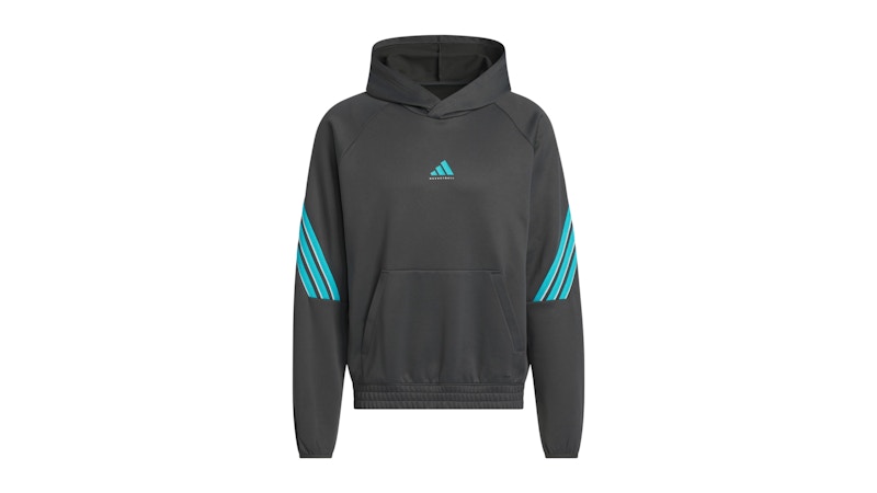 adidas Crazy Warm Fleece Hoodie Carbon Lucid Cyan