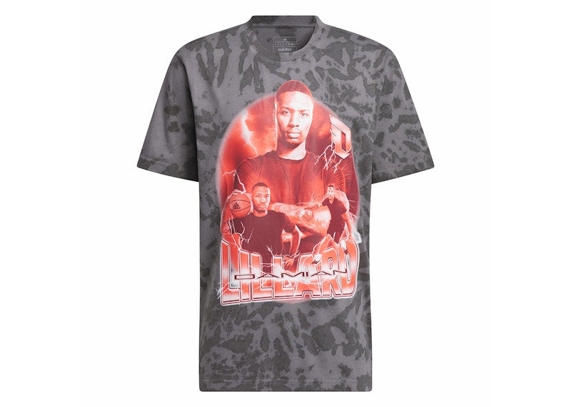 adidas Dame Tunnel Graphic Tee Grey Four/Black