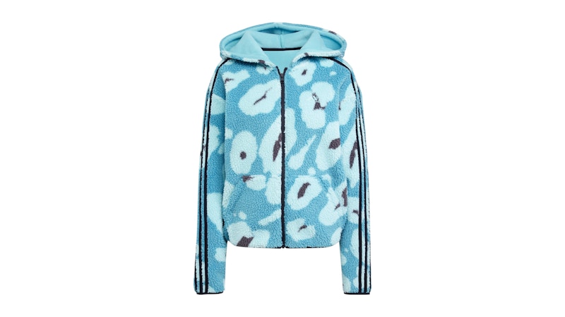 adidas Essentials 3-Stripes Animal Print High Pile Full-Zip Hoodie Multicolor/Black
