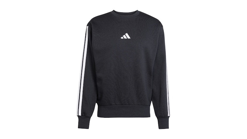 adidas Essentials 3-Stripes Fleece Sweatshirt Black White