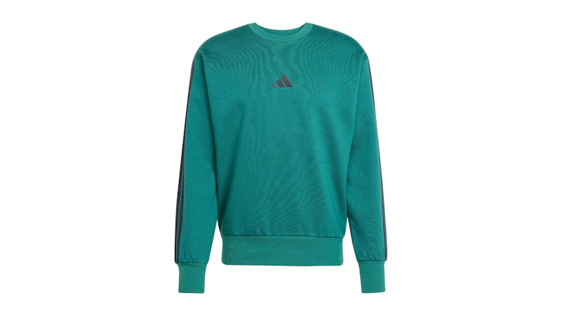 adidas Essentials 3-Stripes Fleece Sweatshirt Collegiate Green Black
