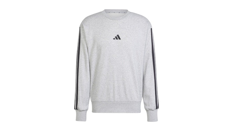 adidas Essentials 3-Stripes French Terry Sweatshirt Medium Grey Heather/Black