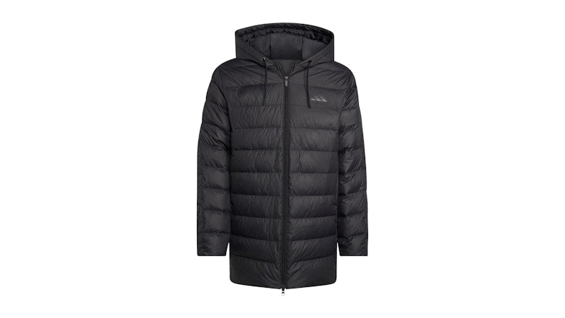adidas Essentials Climawarm 3-Stripes Light Down Hooded Parka Black