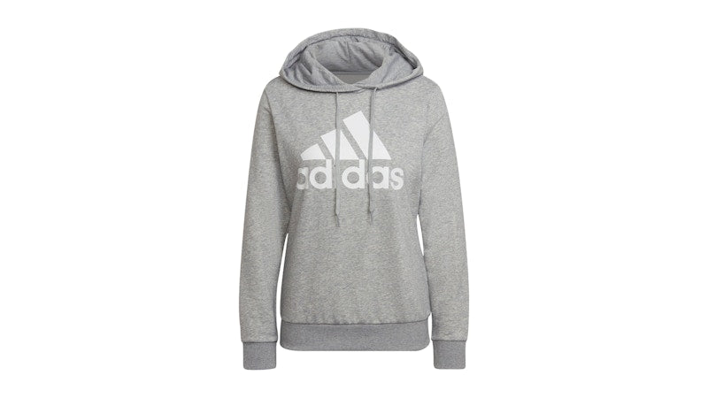 adidas Essentials Relaxed Logo Hoodie Medium Grey Heather/White