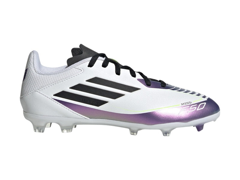 adidas F50 League Firm/Multi-Ground Messi Cloud White Core Black Purple (GS)