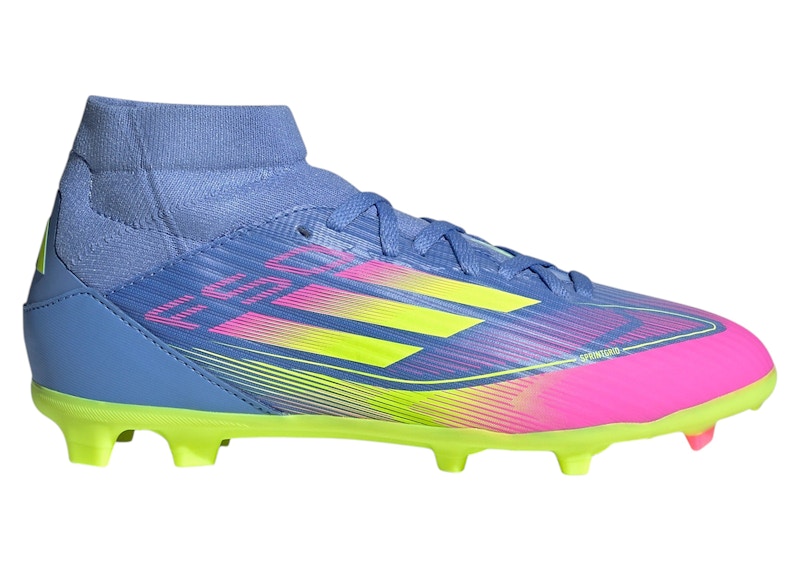adidas F50 League Mid FG/MG Blue Fusion Lucid Lemon Lucid Pink (Kids)