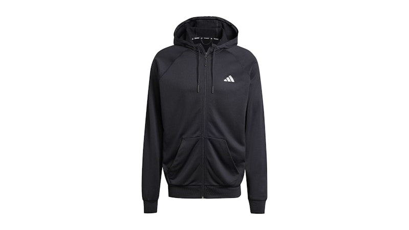 adidas Game And Go Big Logo 3-Stripes Full-Zip Hoodie Black