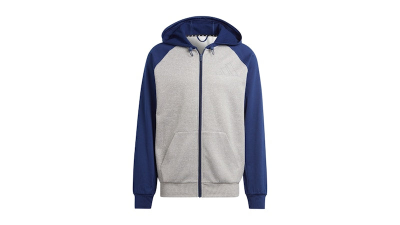 adidas Game And Go Small Logo Full-Zip Hoodie Medium Grey Heather Dark Blue