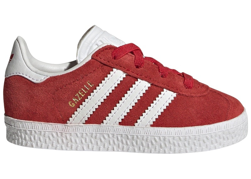 adidas Gazelle Comfort Closure Laces Better Scarlet Cloud White Gold Metallic (TD)