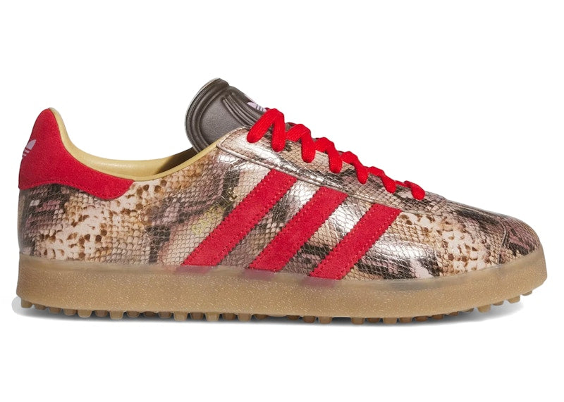 adidas Gazelle Lux Spikeless Golf Snakeskin Preloved Brown Better Scarlet