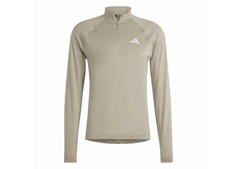 adidas Gym Training 1/4-Zip Long Sleeve Tee Silver Pebble