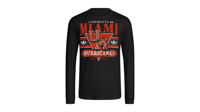 adidas Hurricanes Graphic Long Sleeve T-Shirt Miami Black Multi