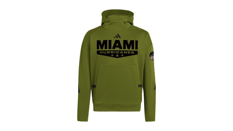 adidas Hurricanes Honor And Support Player Travel Zne Hoodie Miami Tech Olive Black Multi