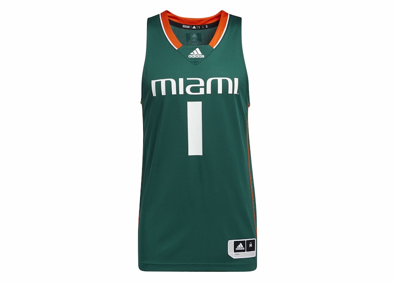 adidas Hurricanes NCAA Swingman Jersey Dark Green/Dark Green/White