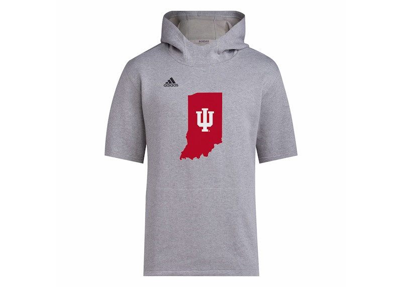 adidas Indiana Baseball Short Sleeve Hoodie Medium Grey Heather/Black/Ncaa-Ind-7i5-1