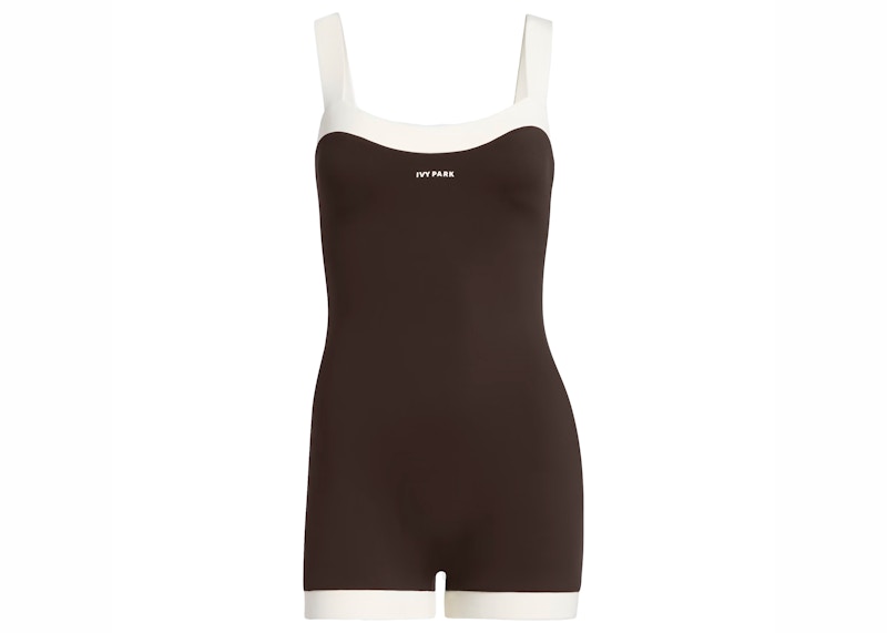 adidas Ivy Park 60S Swim Unitard Dark Brown/Cream White