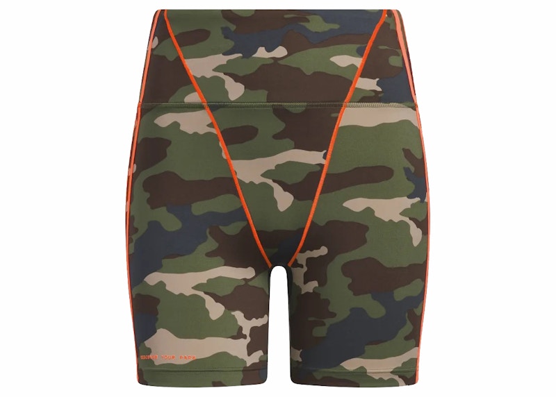 adidas Ivy Park Bike Shorts 9-Inch AOP Camo/Solar Orange