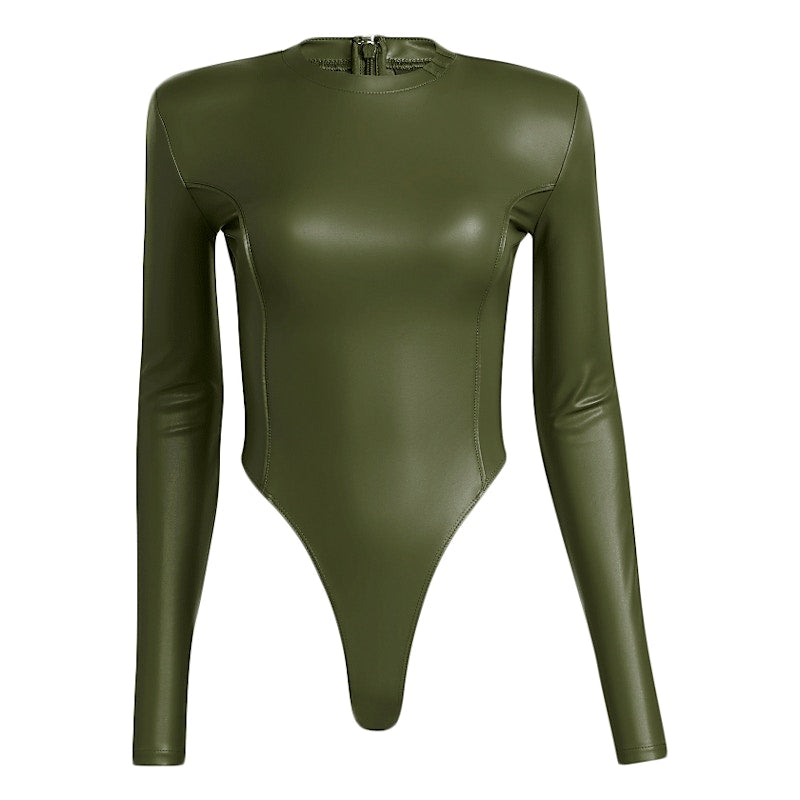 adidas Ivy Park Halls of Ivy Faux Leather Bodysuit Wild Pine
