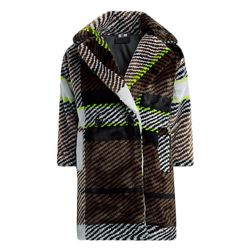 adidas Ivy Park Halls of Ivy Kids Long Printed Faux Fur Jacket Clear Grey/Brown/Black/Semi Solar Slime