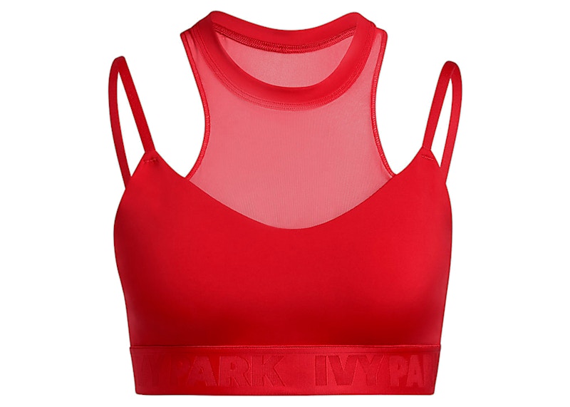 adidas Ivy Park High-Neck Sheer Bra Red