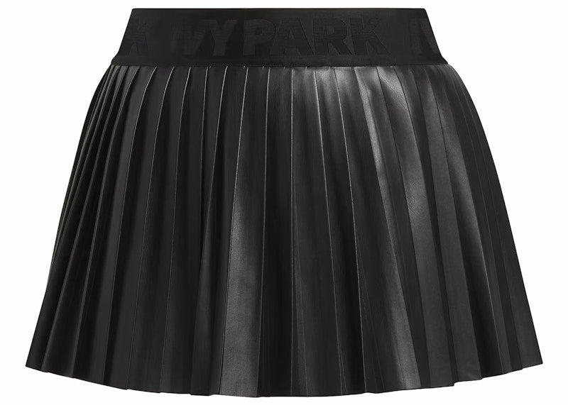 adidas Ivy Park Leather Pleated Mini Skirt (Plus Size) Black