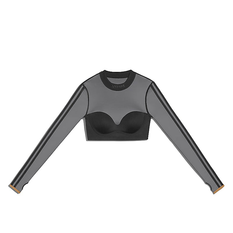 adidas Ivy Park Long Sleeve Mesh Crop Top Black