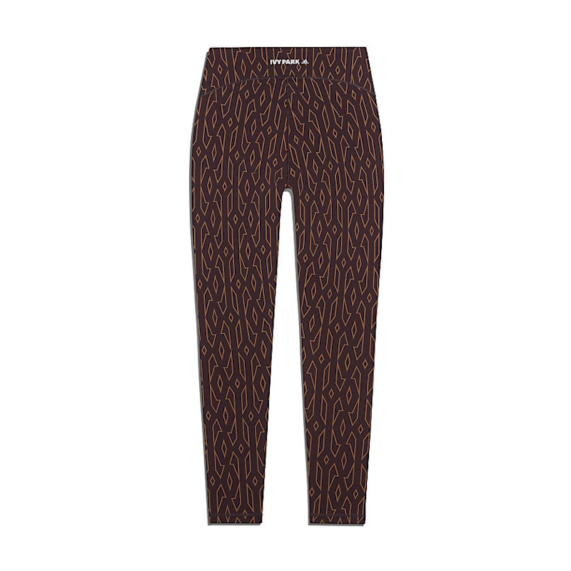 adidas Ivy Park Monogram Sheer Panel Tights Wild Brown/Night Red