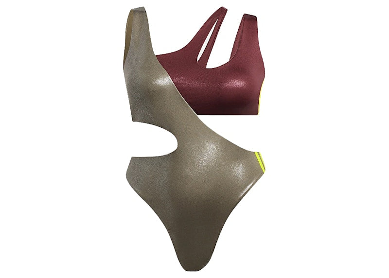 adidas Ivy Park One-Piece Cutout Swimsuit (Plus Size) Shadow Red/Medium Dark Khaki