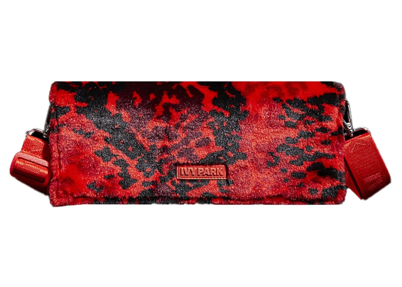 adidas Ivy Park Printed Faux Fur Envelope Clutch Red