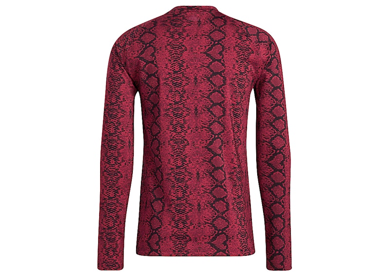 adidas Ivy Park Snakeskin Allover Print Baselayer Top (Mens) Cherry Wood/Black