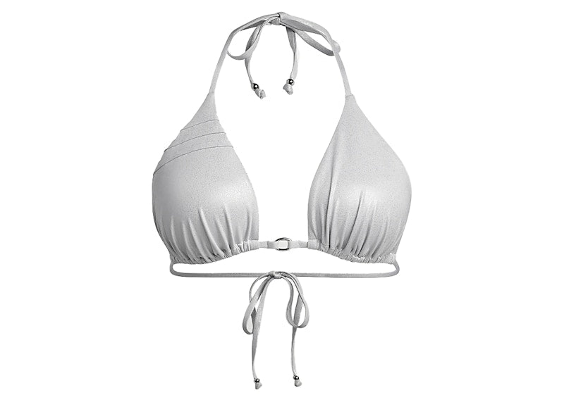 adidas Ivy Park Swim Bikini Top (Plus Size) Light Solid Grey/Silver Metallic