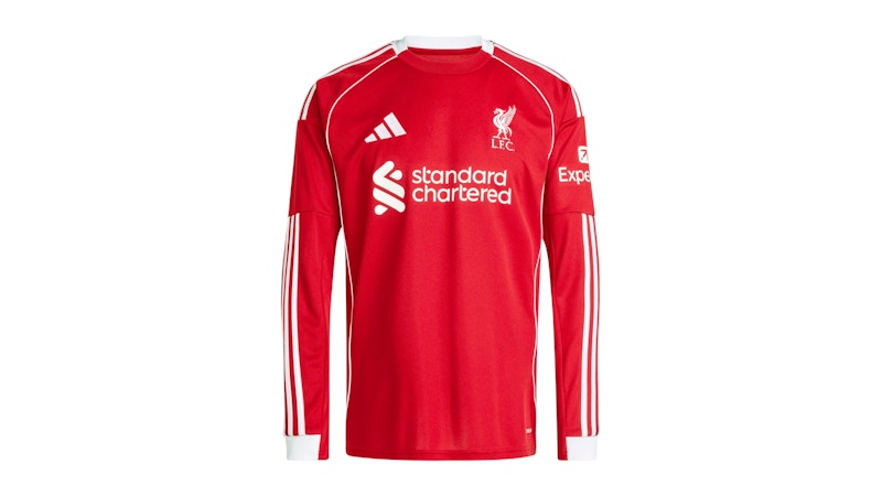 adidas Liverpool FC 2025/2026 Home Jersey Longsleeve Strawberry Red