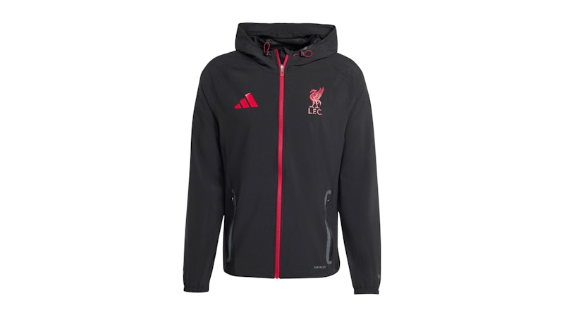 adidas Liverpool FC Tiro 25 Competition Vis Tech Travel Jacket Black Strawberry Red