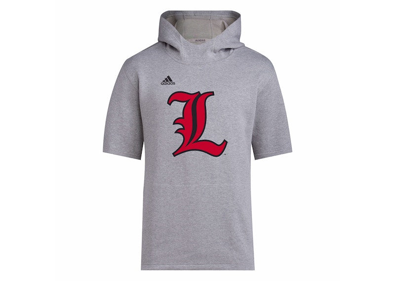 adidas Louisville Baseball Short Sleeve Hoodie Medium Grey Heather/Black