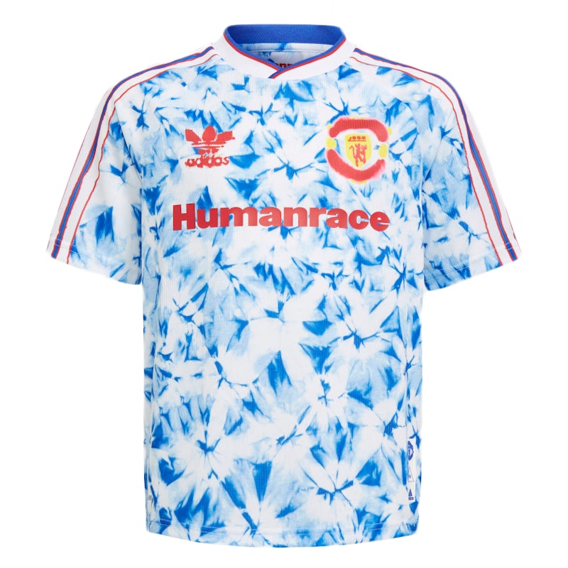 adidas Manchester United Human Race Kids Jersey White/Bold Blue