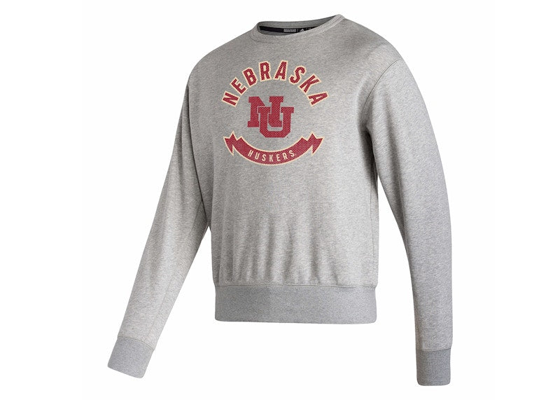 adidas Nebraska Long Sleeve Sweatshirt Medium Grey Heather/White/Multi
