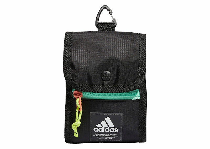 adidas Neck Pouch Crossbody Bag Black/Vivid Mint/Coral
