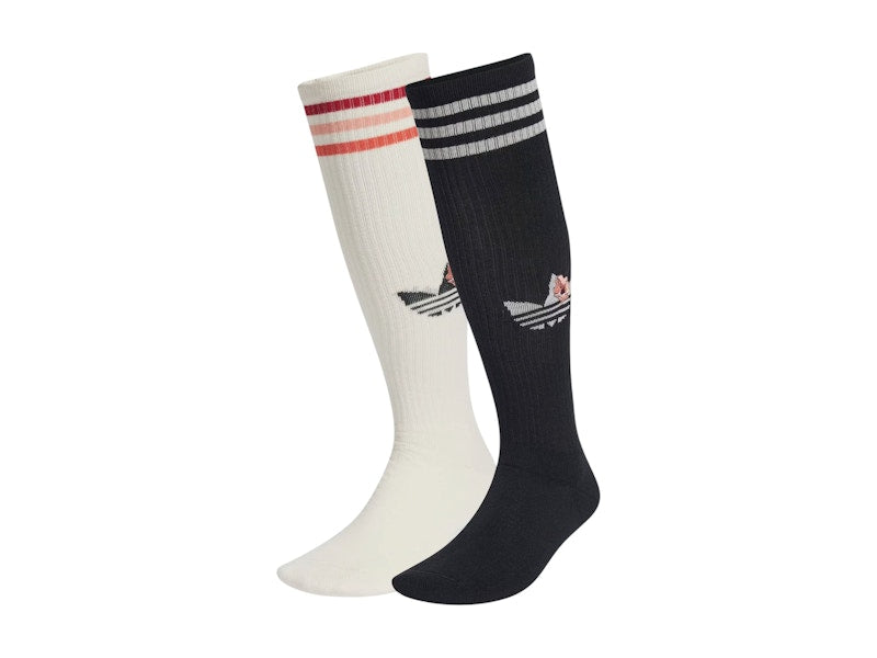 adidas Originals x Liberty London Knee Socks 2 Pairs Chalk White/Black/Collegiate Burgundy