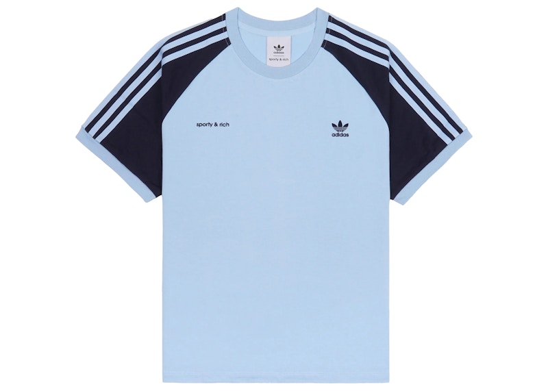adidas Originals x Sporty & Rich Ringer Tee Baby Blue/Navy