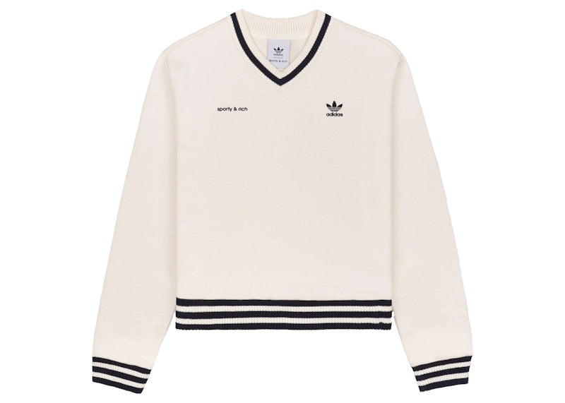 adidas Originals x Sporty & Rich V-Neck Sweatshirt Cream/Navy