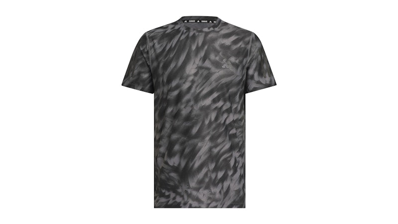 adidas Own The Run Allover Print Tee Grey Four Black