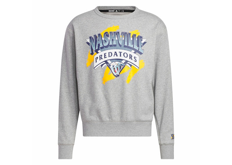 adidas Predators Vintage Crew Sweatshirt Medium Grey Heather/White