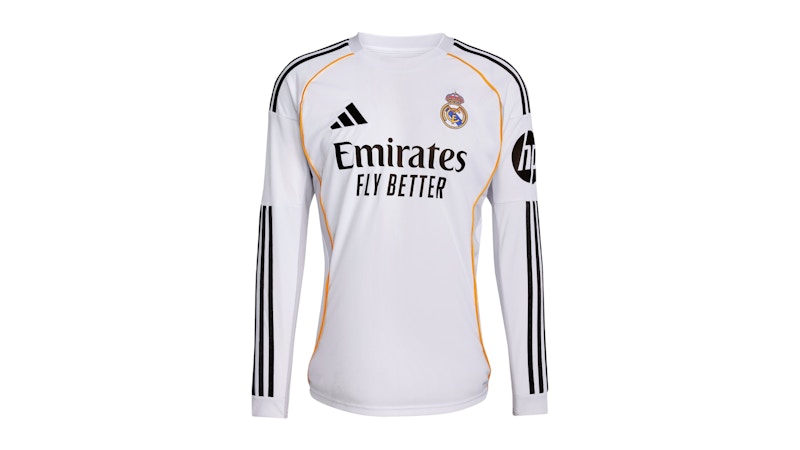 adidas Real Madrid 25/26 Long Sleeve Home Jersey White