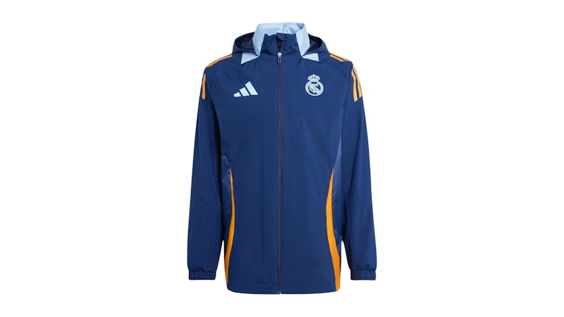 adidas Real Madrid Tiro 24 Competition All-Weather Jacket Team Navy Blue Crew Orange Glow Blue