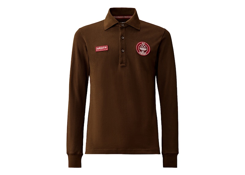 adidas SPZL x C.P. Company Solid Piquet Longsleeve Polo Carafe Brown