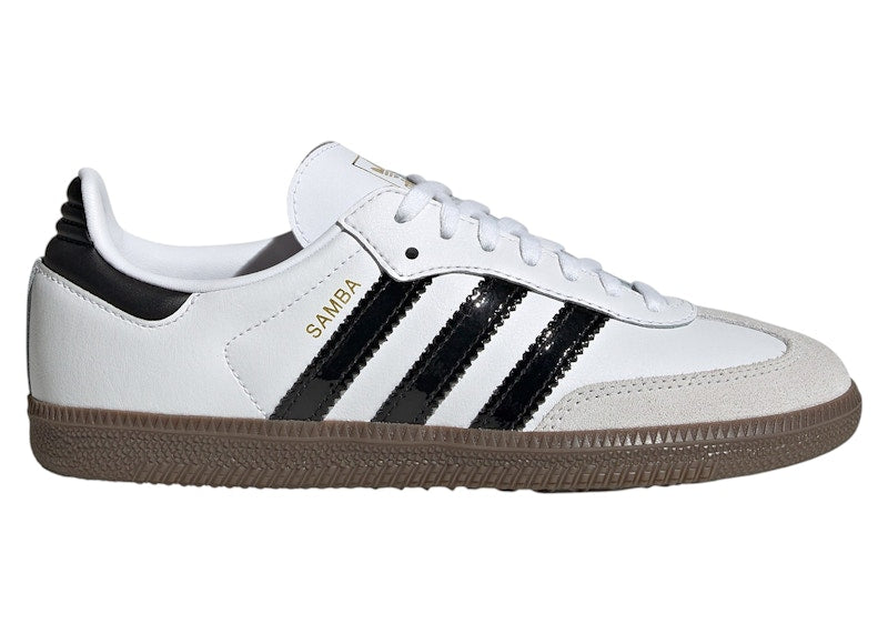 adidas Samba OG White Black Patent Stripes (GS)