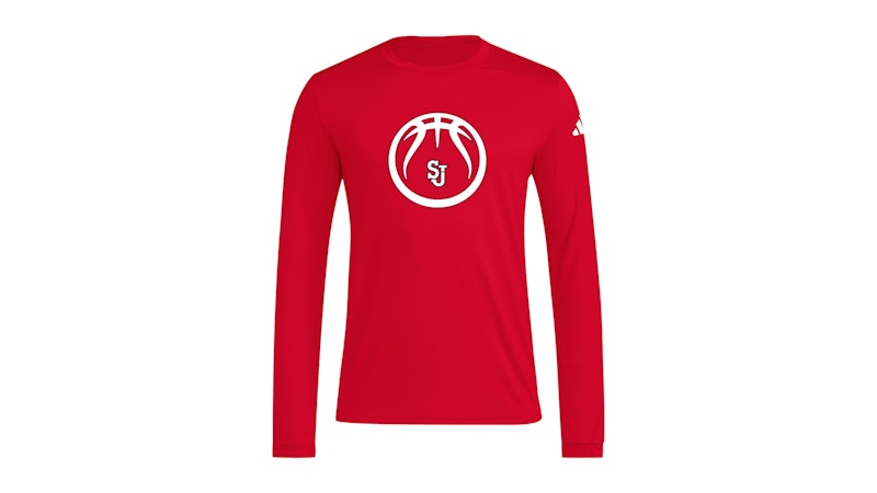 adidas St. John University Long Sleeve Pregame Tee Team Power Red