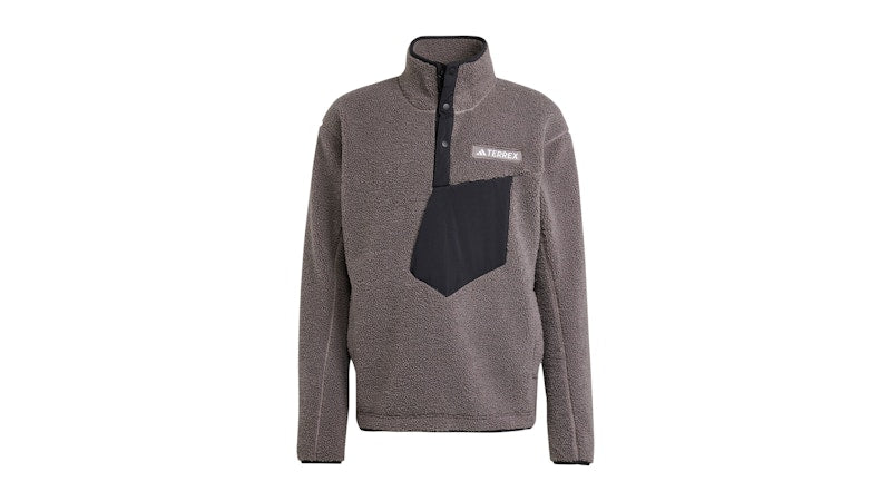 adidas Terrex Xploric High Pile Fleece Pullover Sweatshirt Charcoal